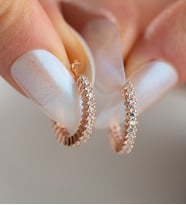 925 Ayar Gümüş Rose Kaplama Zikron Taşlı 15 Mm Halka Küpe