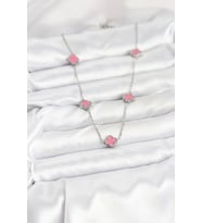 316L Çelik Zincir Gümüş Renk Pembe Baby Boy Yonca Kadın Kolye TJ-BKO10575