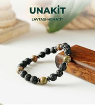LuxtoneSertifikalı Unakit - Lavtaşı ve Hematit Elastik Bileklik Erkek Takı  LX2010BL
