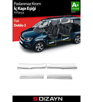 S-Dizayn Fiat Doblo 3 Krom İç Kapı Eşiği 4 Prç 2023 Üzeri A+ Kalite