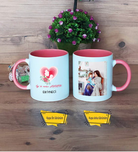 Anneye Doğum Günü Hediyesi Kupa Bardak Pembe Fotoğraflı Anneler Günü Hediyesi
