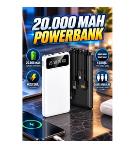 20.000 mAh Hızlı Şarj Destekli 4 Çıkışlı Taşınabilir Powerbank