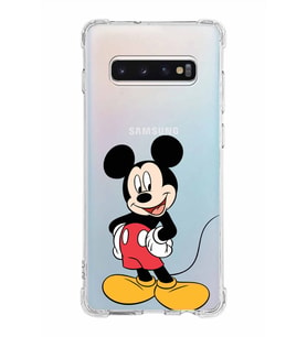Samsung Galaxy S10 Plus  Köşe Korumalı Antişok Kapak Mickey Mouse Tasarımlı Şeffaf  Kılıf