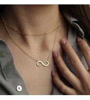 Kişiye Özel 925 Ayar Gümüş Zarif Sonsuzluk Kolye Kadınlar Günü Hediye (Gold)