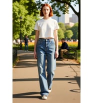 Kadın Yüksek Bel Geniş Paça Denim Pantolon Fonksiyonel Dayanıklı Kaliteli Konforlu Estetik