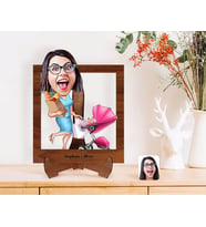 BK Gift Kişiye Özel Anneler Günü Temalı Ev Hanımı Anne Karikatürlü Ahşap Standlı 3D Biblo-1 (Beyaz)