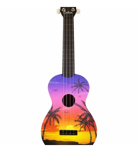 Gonzales XU21HAWAII Hawaii Desenli Soprano Ukulele Tropikal Grafik Tasarım, Egzotik Görünüm, Rahat Çalım