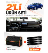 RENAULT TALIANT EKRANLI (2021-2026) Uyumlu Torpido Örtüsü + Deri Bagaj Çantası Seti - Siyah Kahverengi