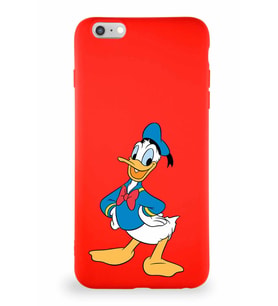 Apple iPhone 6S Plus Soft Premier Kapak Donald Duck-C Tasarımlı Silikon Kılıf - Kırmızı (Şeffaf)