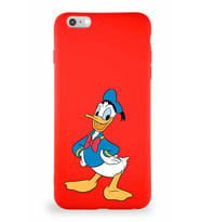 Apple iPhone 6S Plus Soft Premier Kapak Donald Duck-C Tasarımlı Silikon Kılıf - Kırmızı (Şeffaf)