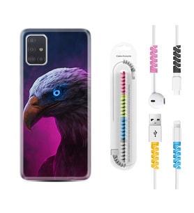Samsung a71 A72 A73 A7 A9 2018 C7 C9 Kılıf Kablo Koruma Spiral Silikon Kartal 1622