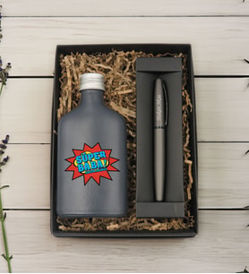 BK Gift Kişiye Özel İsimli Baba Temalı Antrasit Tasarım Cam Şişede Kolonya 200 ml ve Metal Roller Kalem ve Hediye Kutusu-5, Babaya Hediye, Babalar Günü Hediyeleri, Hediyelik Baskılı Kolonya