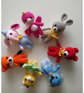 Miniş Maskot Hayvanlar Takımı Amigurumi Organik Oyuncak