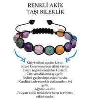 Sertifikalı Damarlı Renkli Ham Işlenmemiş Akik Taşı Bileklik (Çok Renkli)