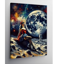 Kanvas Tablo Aydaki Pin Up Kadın