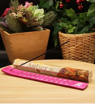 Amber Kokulu Tütsü ve Tütsü Kayığı (20 Çubuk) (Pembe)