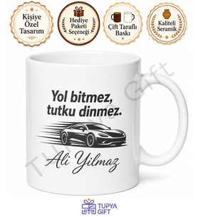Araç Tutkunu İçin Kişiye Özel Baskılı Kupa Bardak Hediye
