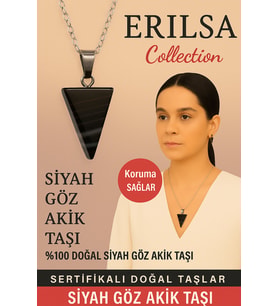 Sertifikalı Piramit Model Siyah Göz Akik Taşı Kolye - Koruma Sağlayan Doğal Taş (Çok Renkli)