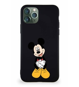 Apple iPhone 11 Pro Soft Premier Kapak Mickey Mouse-A Tasarımlı Silikon Kılıf - Siyah (Şeffaf)