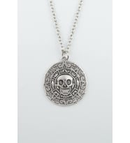 Aztec Karayip Korsanları Madalyon Gümüş Kaplama Düz Zincir Kolye