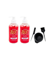 Jeans Color Saç Boyası Gül Kurusu 250ml 2ad ve Fluweel Saç Boya Kabı Seti