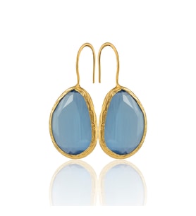 Kadir Jewellery 22 Ayar Altın Kaplama Fosil Taşlı Küpe -El İşçiliği Ve Hipoalerjenik Küpe