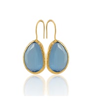 Kadir Jewellery 22 Ayar Altın Kaplama Fosil Taşlı Küpe -El İşçiliği Ve Hipoalerjenik Küpe