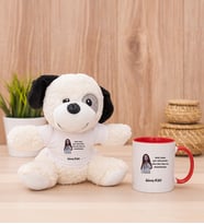 Kişiye Özel Sen Onu da Soğutursun Esprili Peluş Köpek ve Kırmızı Kupa