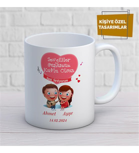 Kişiye Özel İsim Yazılabilir Sevgi Temalı Kupa Bardak