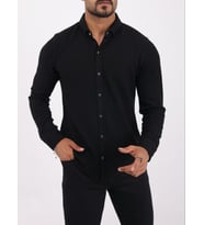 Troy Uzun Kol Slim Fit Erkek Gömlek-6974 (Siyah)
