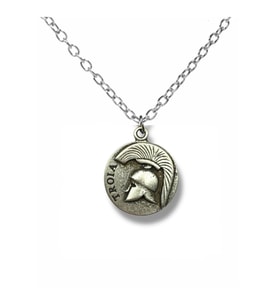 Legends of Valor – Truva Gladyatör Miğferli Unisex Kolye (60 cm Zincirli) (Gümüş)