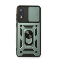 Samsung Galaxy A02 Kılıf Pars Lens Yüzüklü Silikon - Yeşil