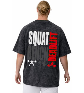 Squat Bench Deadlift Fitness Bodybuilding Sporcu Baskılı Unisex Oversize Vintage Yıkamalı Tişört