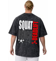 Squat Bench Deadlift Fitness Bodybuilding Sporcu Baskılı Unisex Oversize Vintage Yıkamalı Tişört