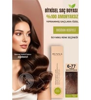 Renna AMONYAKSIZ Bitkisel Yıpranmış Saçlar İçin Saç Boyası 6-77 YOĞUN ÇİKOLATA KAHVE 60ml