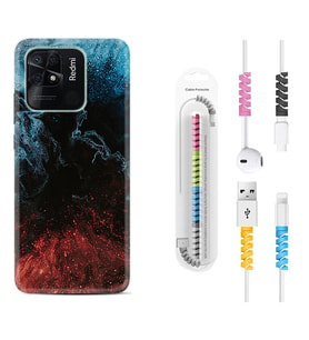 Xiaomi Poco X3 Pro M4 Pro X4 Pro C40 10C Kılıf Kablo Koruma Spiral Silikon Red Blue Black Abstact 1386