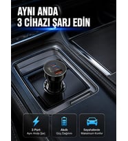 12V 24V Uyumlu 60W Araç İçi Şarj Adaptörü Çoklu Hızlı Şarj Cihazı