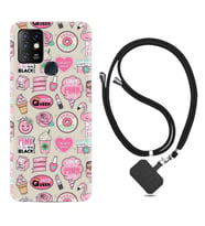 INFINIX Hot 8 9 10 11S Hot 10 Play 10T Kılıf Boyun Askılı Silikon Donut Flamingo 1415