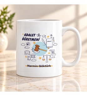 Adalet Öğretmenine İsme Özel Kupa Bardak