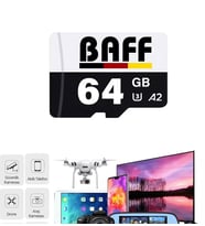 Baff 64GB Hafıza Kartı Video Kayıt Destekli UHS-I U3 A2 (Siyah-Gri)
