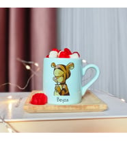 Winnie The Pooh ( Tiger ) Tasarımlı Kişiye Özel Yeşil Türk Kahvesi Fincanı