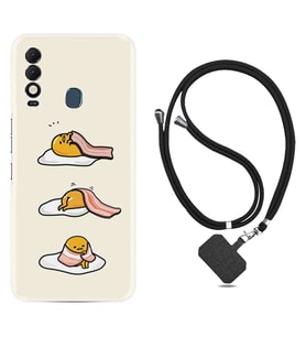 Tecno Spark 8T Kılıf Resimli Boyun Askılı İpli Desenli Silikon Sweety Egg 1322
