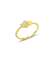 Gümüş altın yaldızlı zirkon taşlı alttan ayarlanabilir bitişik kalpler yüzük SGTL12306GOLD (Rose)