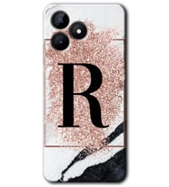 Realme C53 Kılıf HD Desen Baskılı Kılıf - Pembe Mermer Desenli R Harfi