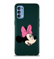 Oppo Reno 4 Soft Premier Kapak Minnie Mouse-A Tasarımlı Silikon Kılıf - Yeşil (Şeffaf)
