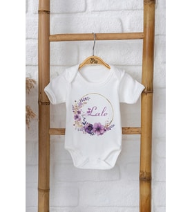 Pia Baby Premium %100 Pamuk İsme Özel Organik Baskılı Çıtçıtlı Bebek Body Zıbın Modelleri 5069-16 (Ekru)