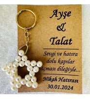 10 Adet Söz, Nişan, Kına, Düğün, Mevlüt, Doğum Günü, Nikah Şekeri Hediyelik Hatıra Inci Anahtarlık-