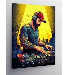 Kanvas Tablo Dj Ve Renkli Arkaplan