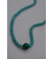 STONEAGE JEWELLERY Malahit ve Turkuaz Taşlı Metalsiz Kolye (Altın / Dore)