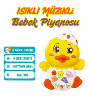 Işıklı Sesli Müzikli Melodili Hayvan Sesli Çok Fonksiyonlu Bebek Piyanosu Pilli Eğitici Oyalayıcı (Sarı)